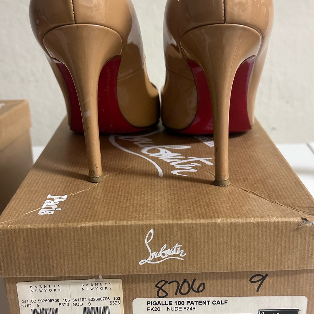 Christian Louboutin Tan Patent Leather Heels